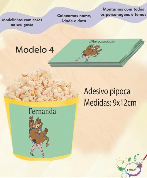 Rótulo para Balde de Pipoca-scooby Doo