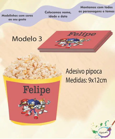 Rótulo para Balde de Pipoca-sonic