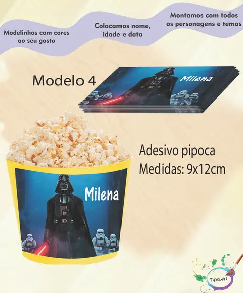 Rótulo para Balde de Pipoca-starwars