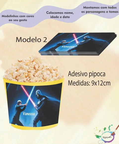 Rótulo para Balde de Pipoca-starwars