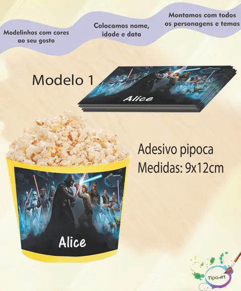 Rótulo para Balde de Pipoca-starwars