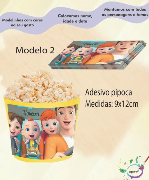 Rótulo para Balde de Pipoca-super Jojo