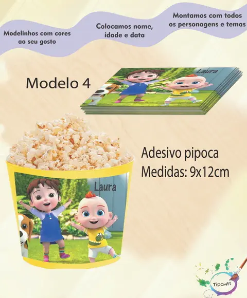 Rótulo para Balde de Pipoca-super Jojo