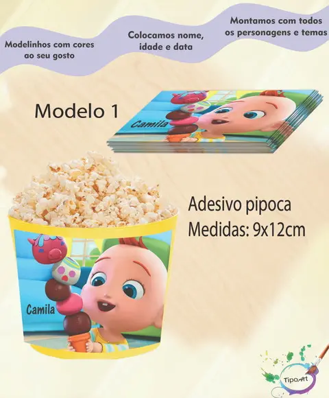 Rótulo para Balde de Pipoca-super Jojo