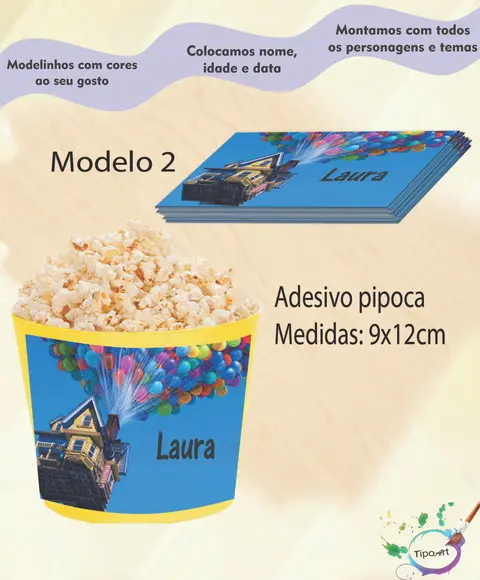 Rótulo para Balde de Pipoca-up Altas Aventuras