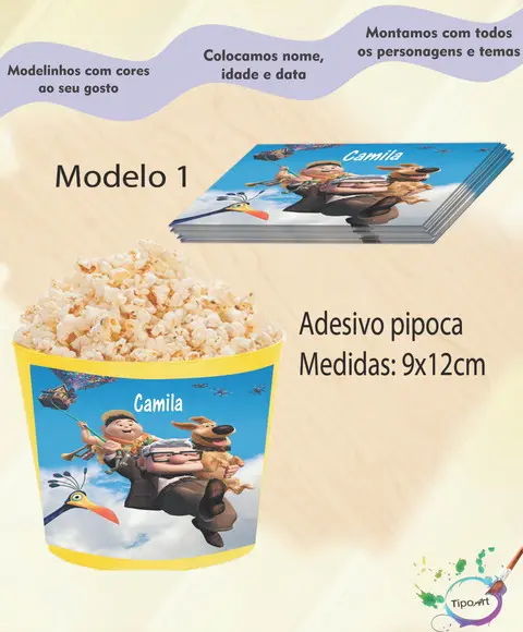 Rótulo para Balde de Pipoca-up Altas Aventuras