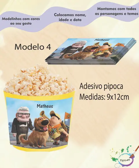 Rótulo para Balde de Pipoca-up Altas Aventuras