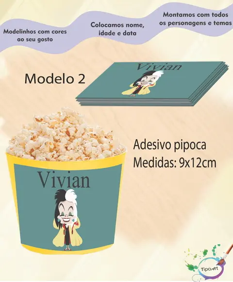 Rótulo para Balde de Pipoca-vilões