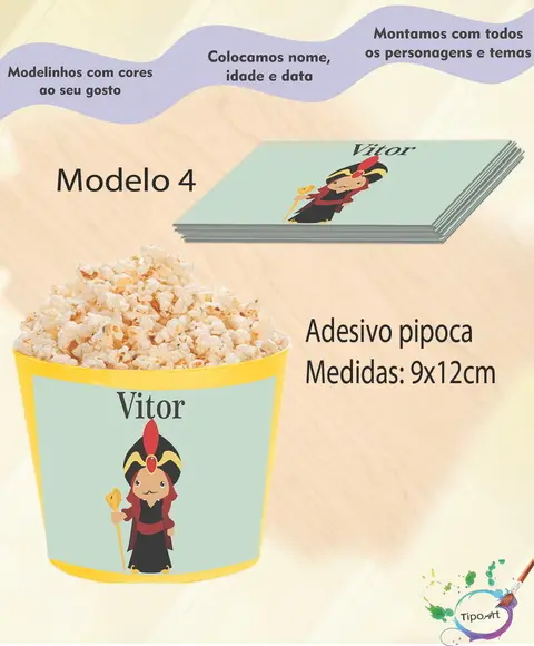 Rótulo para Balde de Pipoca-vilões