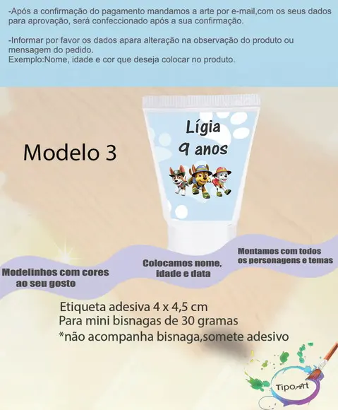 Rotulo para Bisnaga - Patrulha Canina