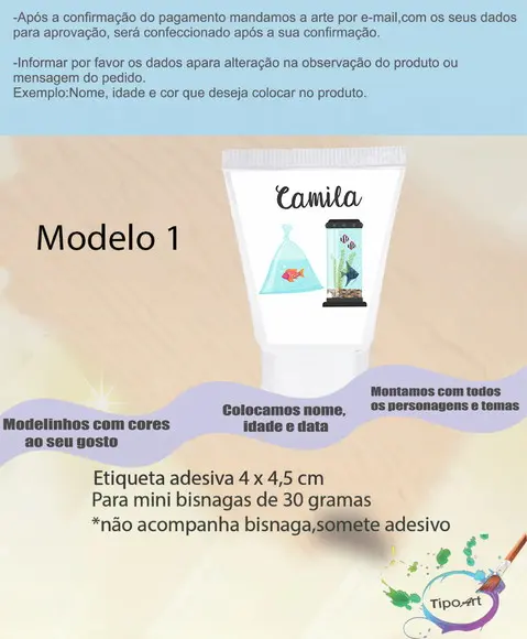 Rotulo para Bisnaga -aquário