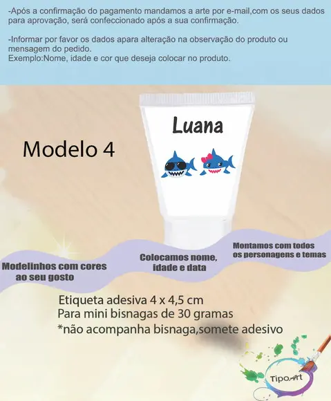 Rotulo para Bisnaga -baby Shark