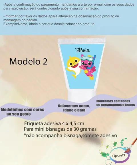 Rotulo para Bisnaga -baby Shark