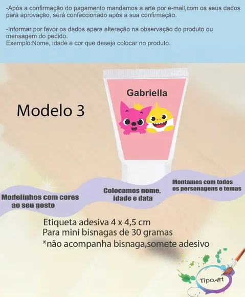 Rotulo para Bisnaga -baby Shark