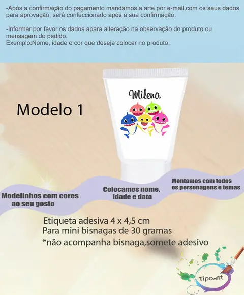 Rotulo para Bisnaga -baby Shark