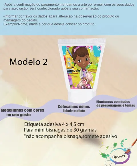 Rotulo para Bisnaga -doutora Brinquedos