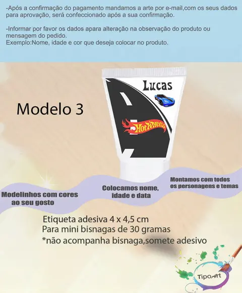 Rotulo para Bisnaga -hot Whells