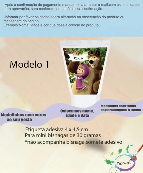 Rotulo para Bisnaga -masha