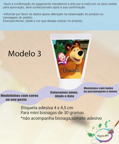 Rotulo para Bisnaga -masha