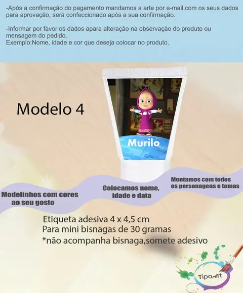 Rotulo para Bisnaga -masha