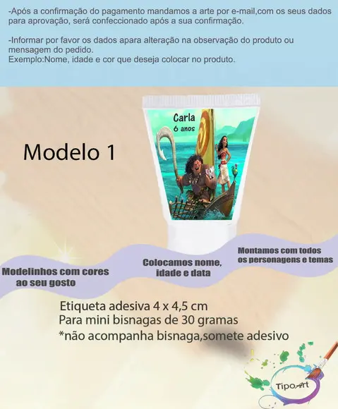 Rotulo para Bisnaga -moana e Mauí