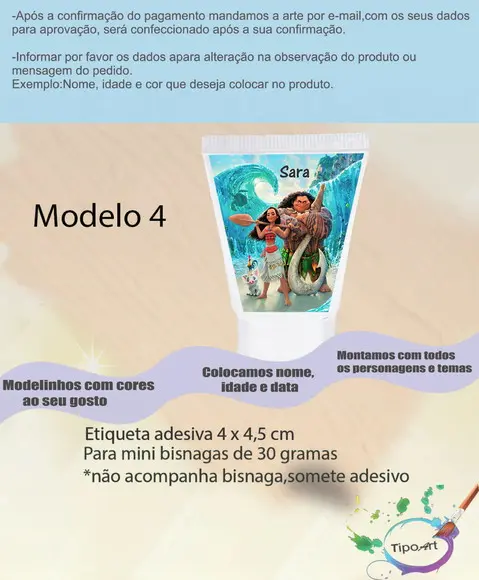 Rotulo para Bisnaga -moana e Mauí