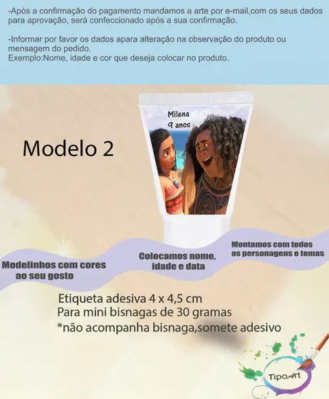 Rotulo para Bisnaga -moana e Mauí