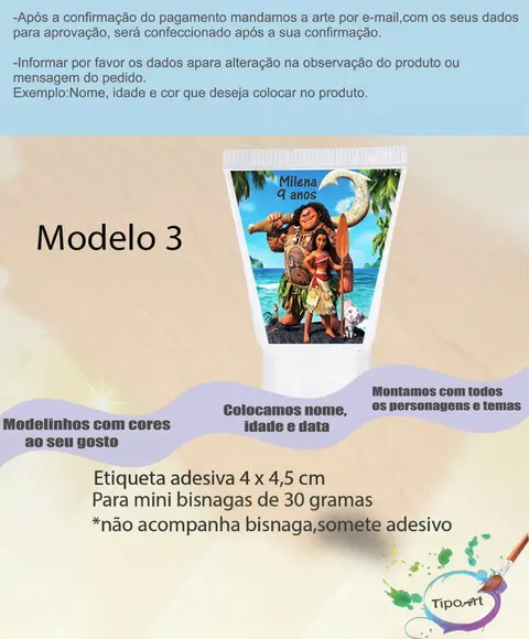 Rotulo para Bisnaga -moana e Mauí