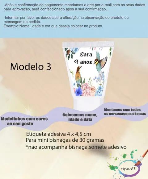 Rotulo para Bisnaga -pássaros