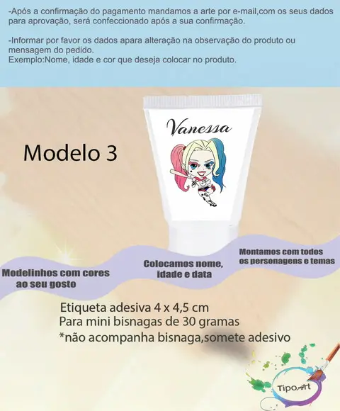 Rotulo para Bisnaga- Arlequina