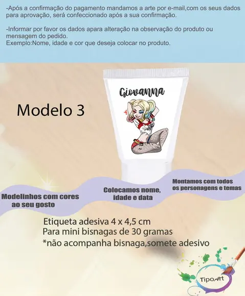 Rotulo para Bisnaga- Arlequina