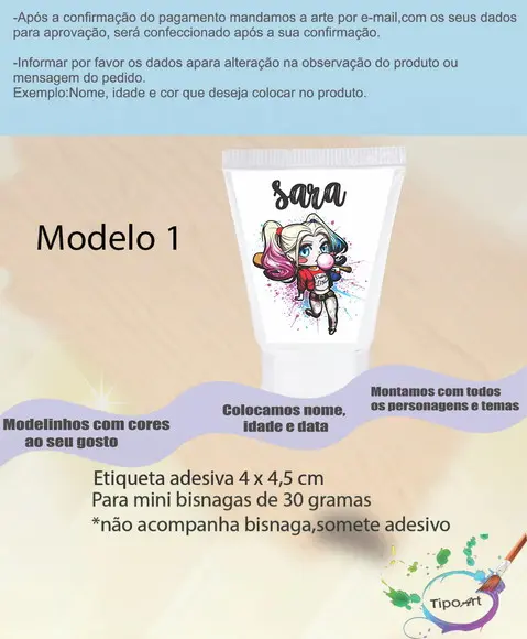 Rotulo para Bisnaga- Arlequina