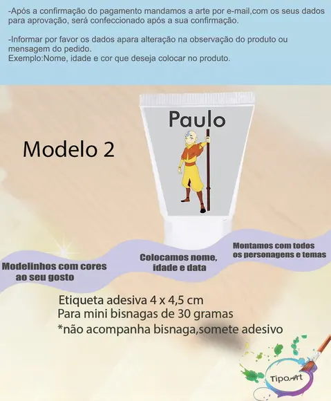 Rotulo para Bisnaga-avatar Aang