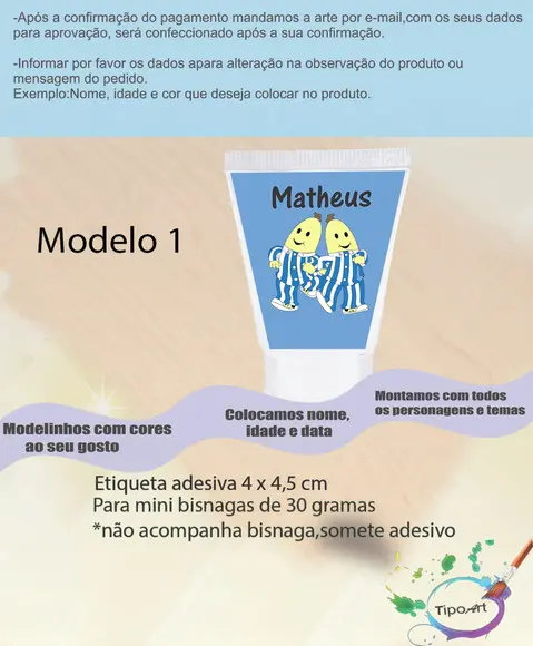 Rotulo para Bisnaga-bananas de Pijama