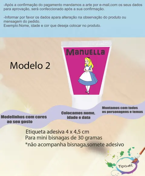 Rotulo para Bisnaga-alice
