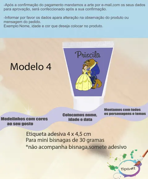 Rotulo para Bisnaga-bela e a Fera