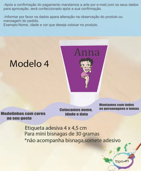 Rotulo para Bisnaga-betty Boop