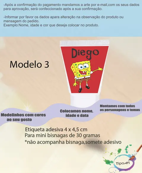 Rotulo para Bisnaga-bob Esponja