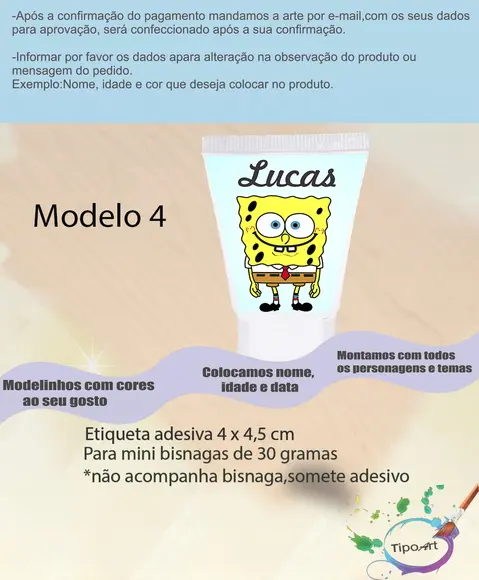 Rotulo para Bisnaga-bob Esponja
