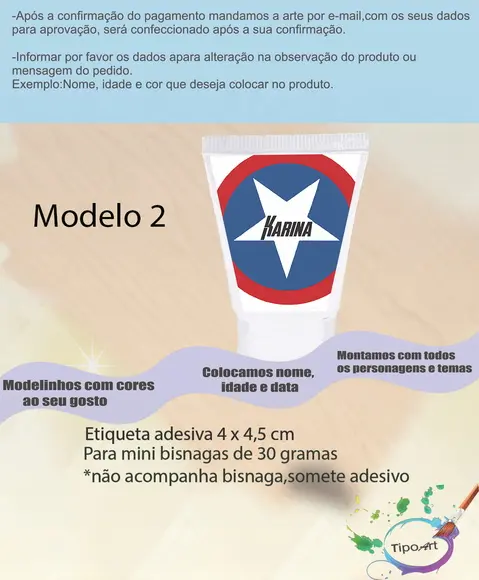 Rotulo para Bisnaga-capitão America