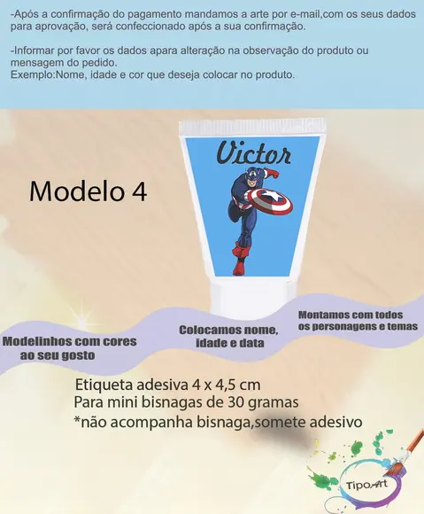 Rotulo para Bisnaga-capitão America