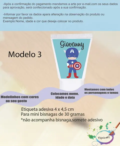 Rotulo para Bisnaga-capitão America