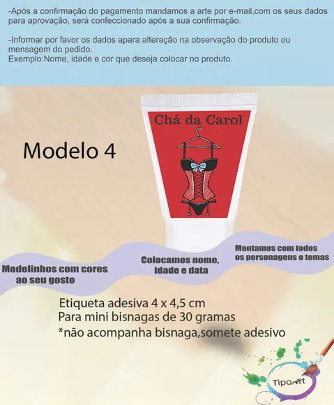 Rotulo para Bisnaga-chá de Lingerie#1