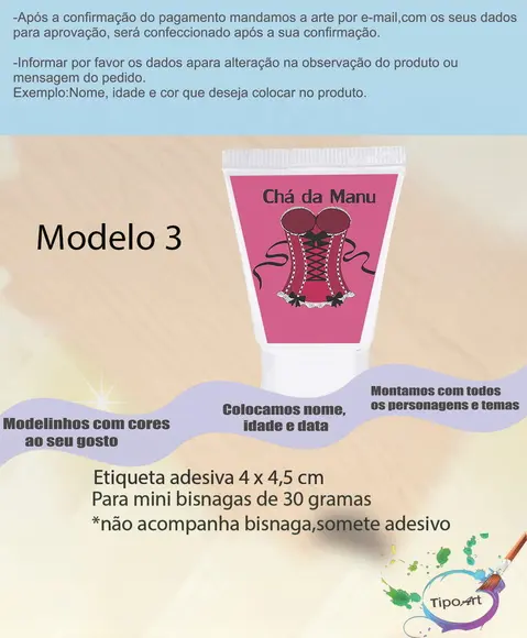 Rotulo para Bisnaga-chá de Lingerie#2