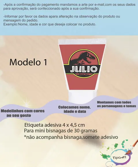 Rotulo para Bisnaga-dinossauro