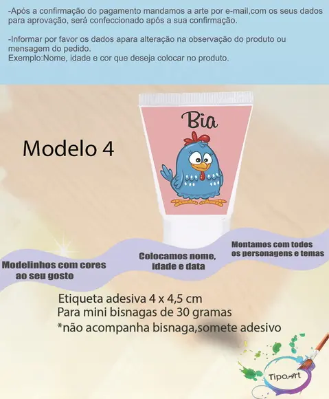 Rotulo para Bisnaga-galinha Pintadinha