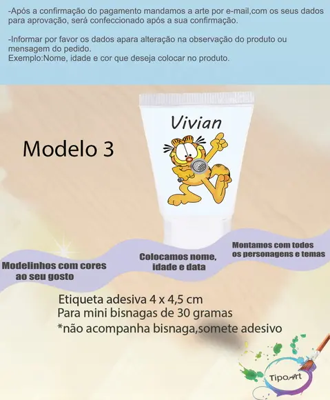 Rotulo para Bisnaga-garfield