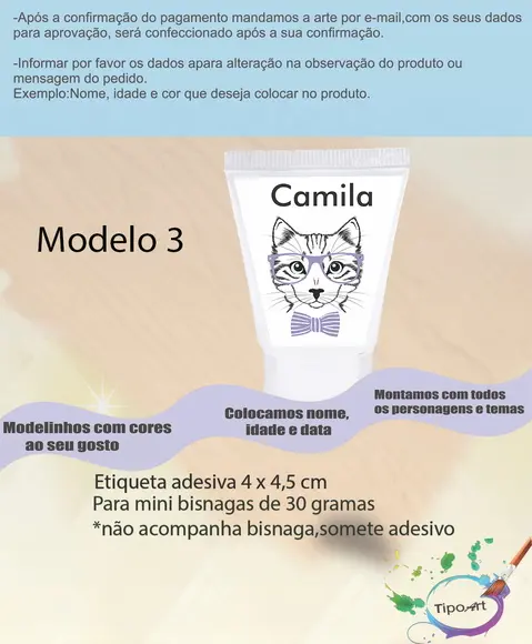 Rotulo para Bisnaga-gatinho