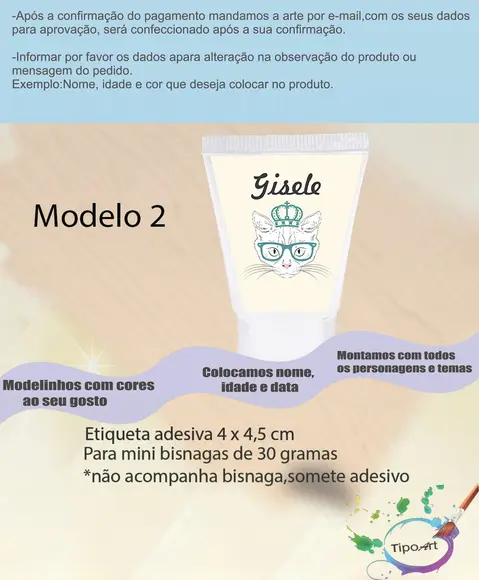Rotulo para Bisnaga-gatinho
