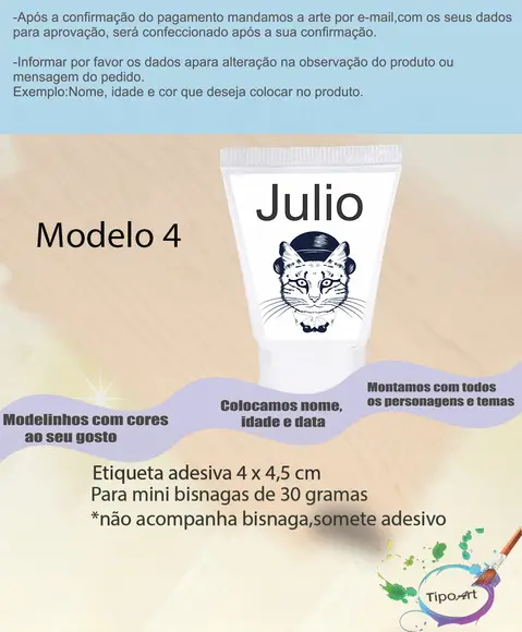 Rotulo para Bisnaga-gatinho